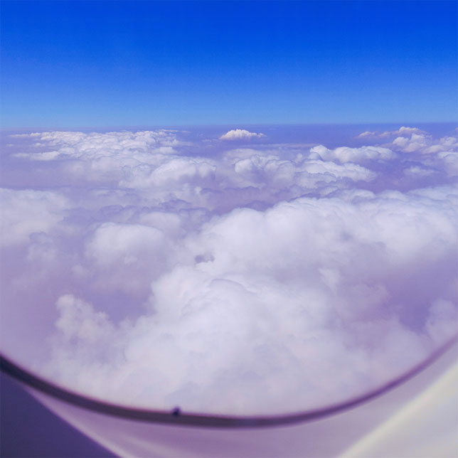 Looking out the window in a plane.